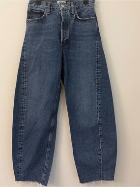 AGOLDE Luna High-Rise Pieced Taper Jeans Split Wash Blue $258 - 27